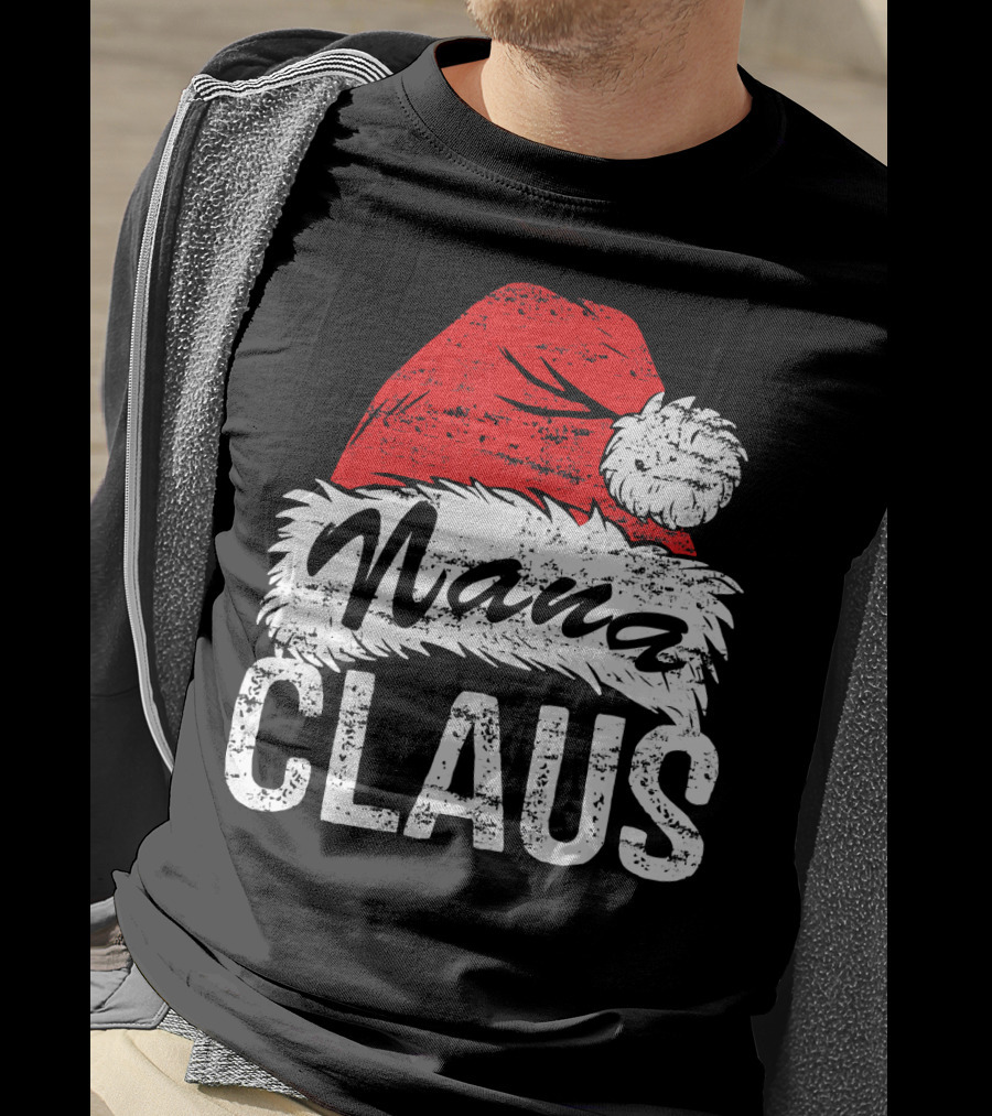 Nana Claus Matching Family Christmas Santa Hat T-Shirt