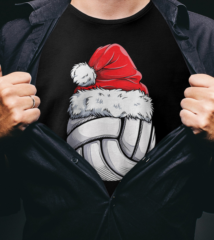 Volleyball Santa Hat Christmas Ball T-Shirt