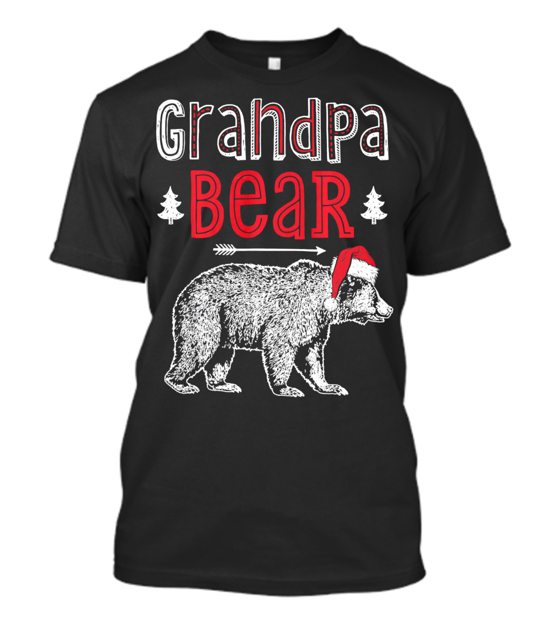 Grandpa Bear Christmas Santa Hat Holiday Family T-Shirt