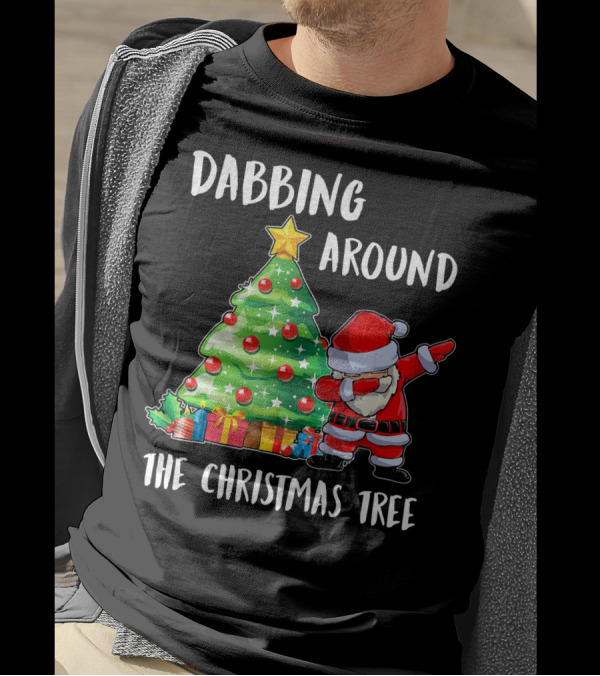 Dabbing Santa Claus Around The Christmas Tree T-Shirt