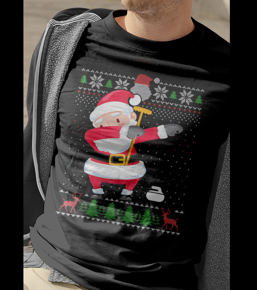 Dabbing Santa Ugly Christmas Sweater Curling T-Shirt