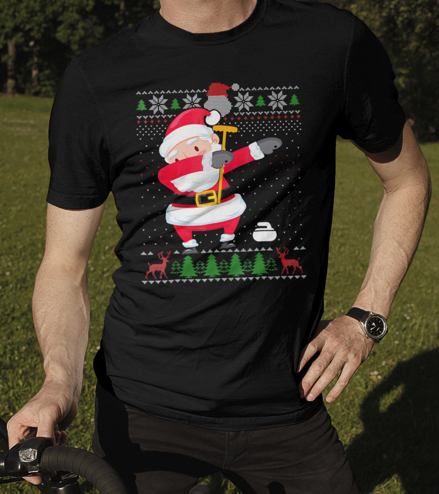Dabbing Santa Ugly Christmas Sweater Curling T-Shirt