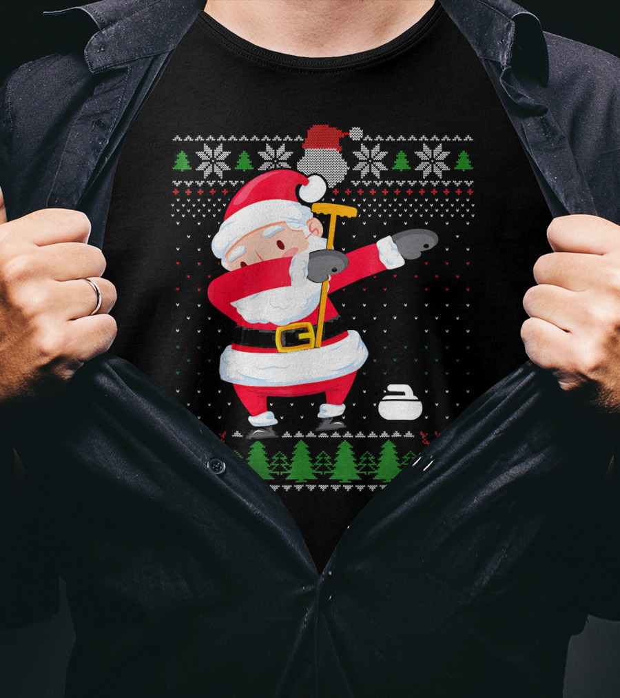 Dabbing Santa Ugly Christmas Sweater Curling T-Shirt