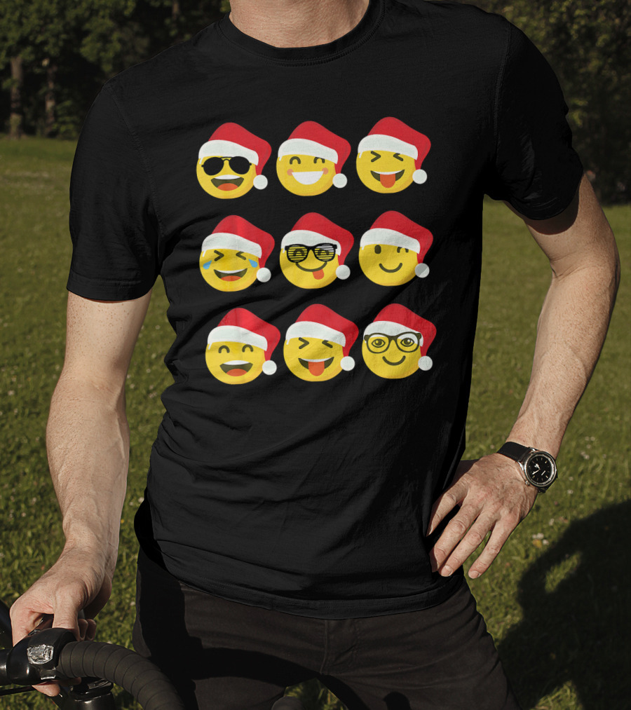 Christmas Funny Santa Emojis Faces T-Shirt