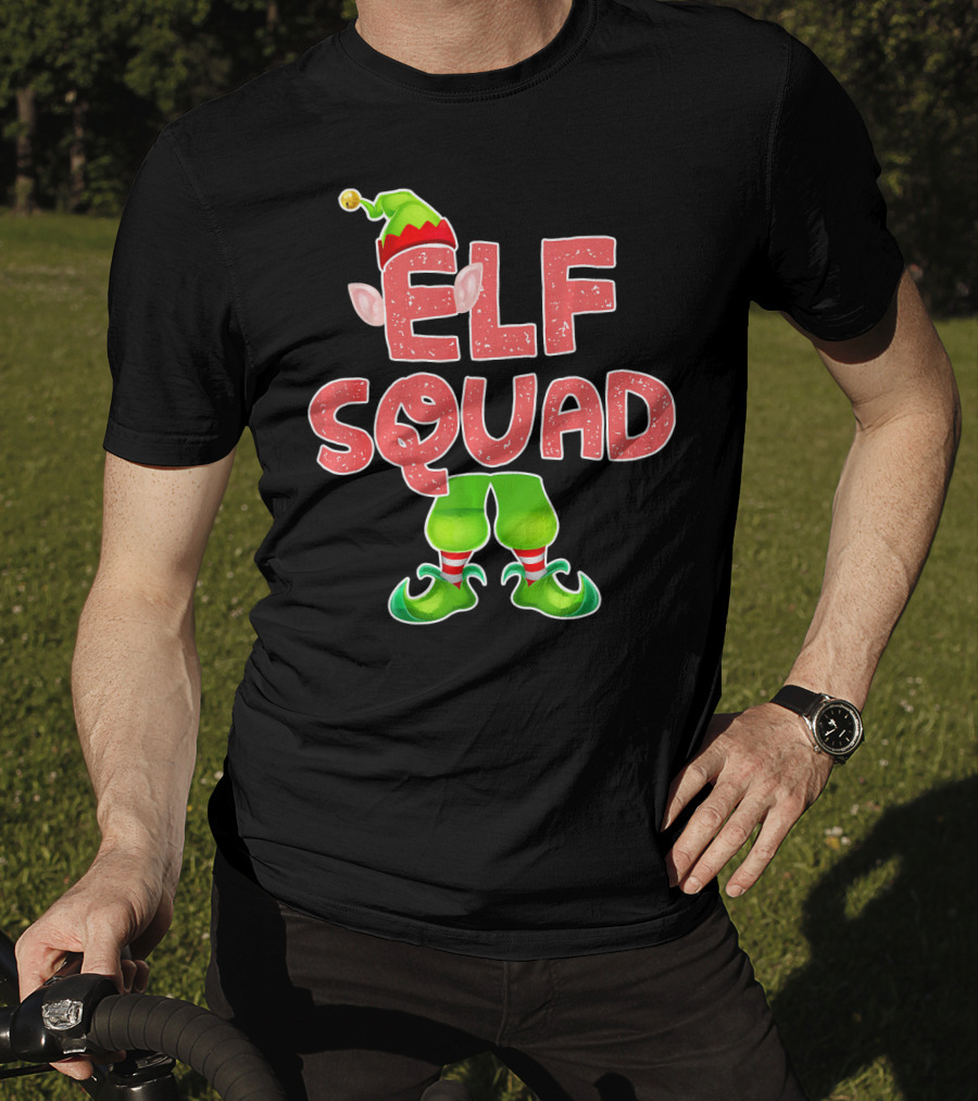 Elf Squad Funny Merry Christmas Hat And Shoes T-Shirt