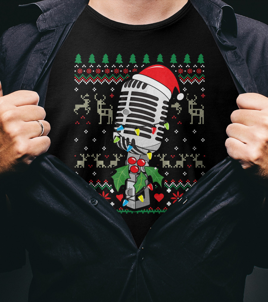 Singer Microphone Vintage Sing Christmas Holiday T-Shirt