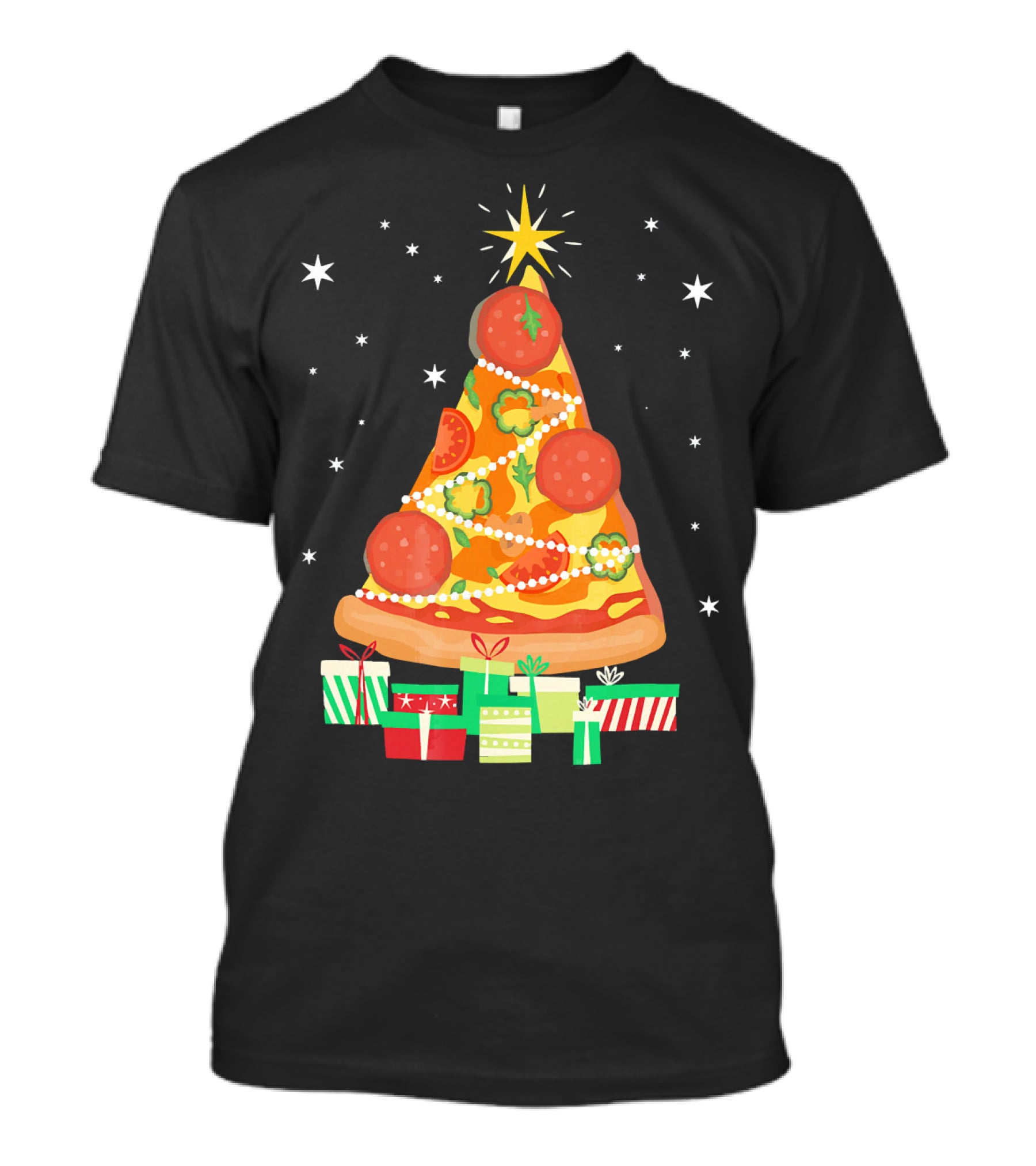 Pizza Christmas Tree Slice Festive Gifts T-Shirt
