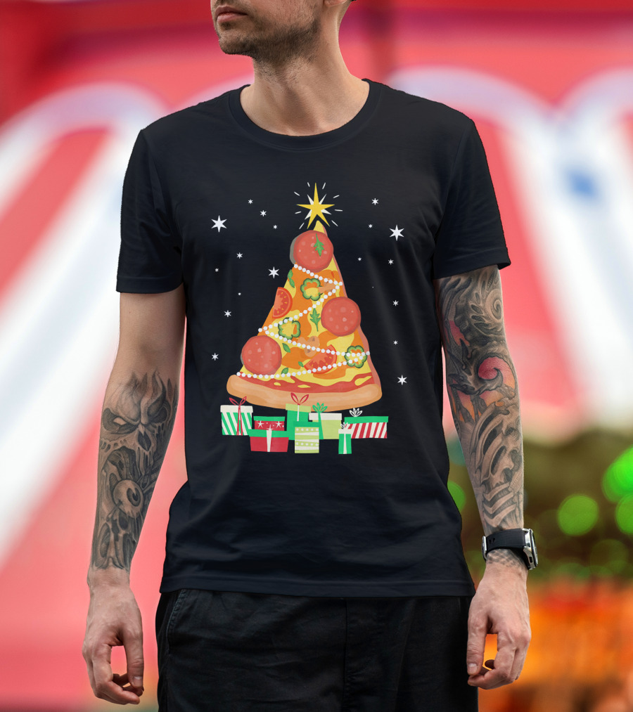 Pizza Christmas Tree Slice Festive Gifts T-Shirt