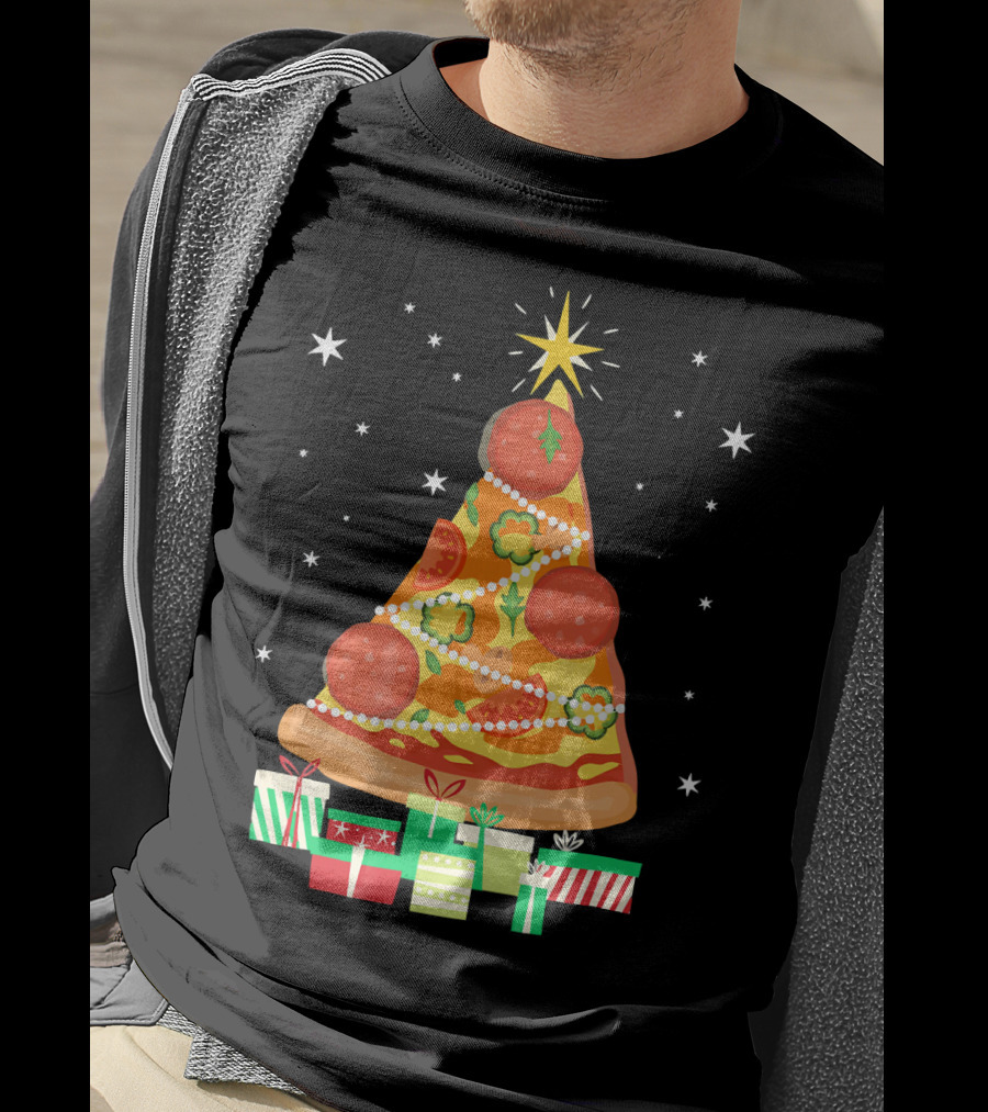 Pizza Christmas Tree Slice Festive Gifts T-Shirt