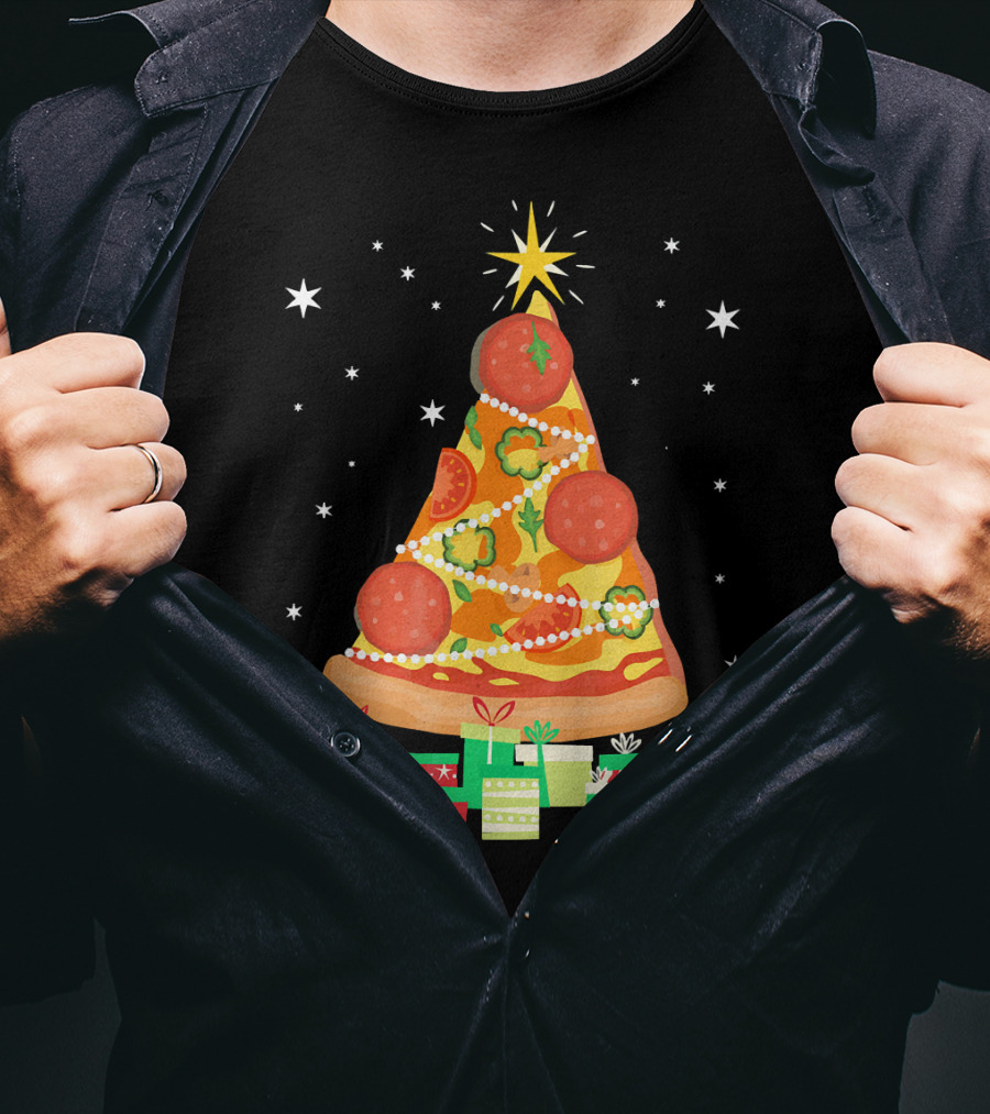 Pizza Christmas Tree Slice Festive Gifts T-Shirt