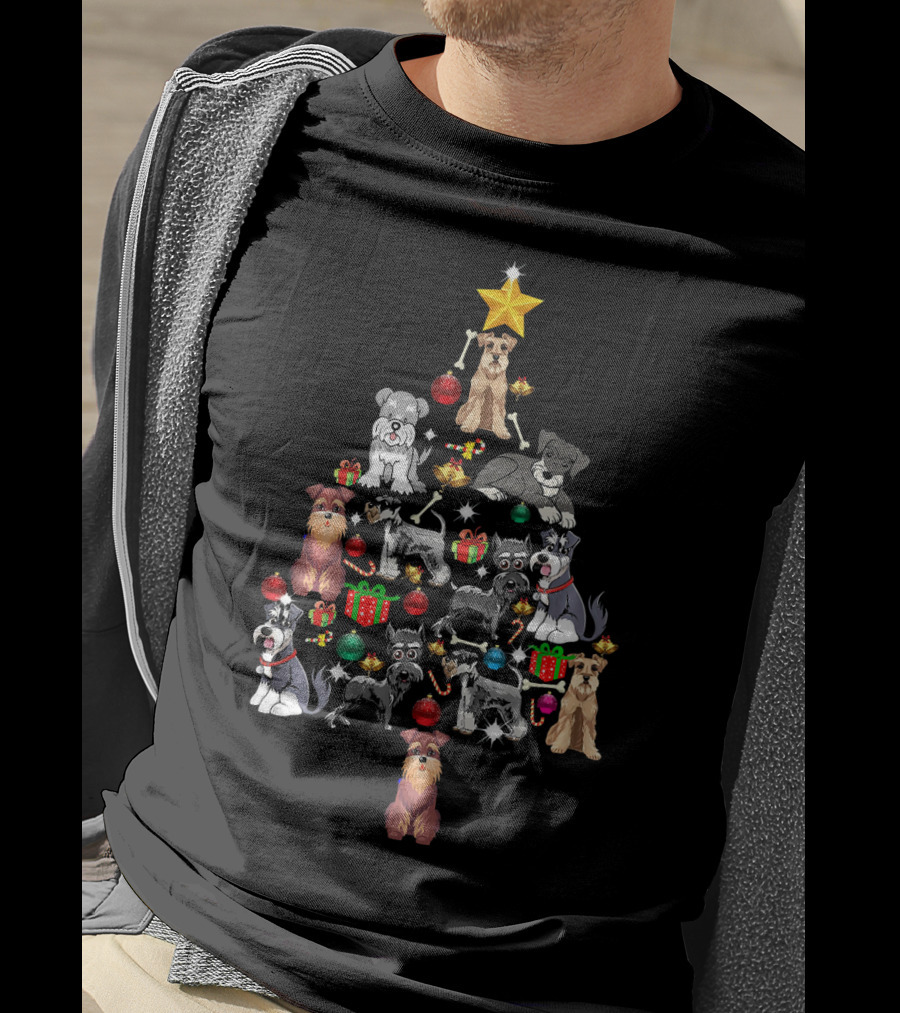 Schnauzer Christmas Tree Star Ornaments Gifts T-Shirt