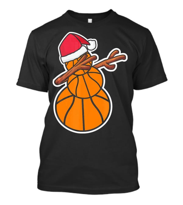 Basketball Snowman Dabbing Santa Hat T-Shirt