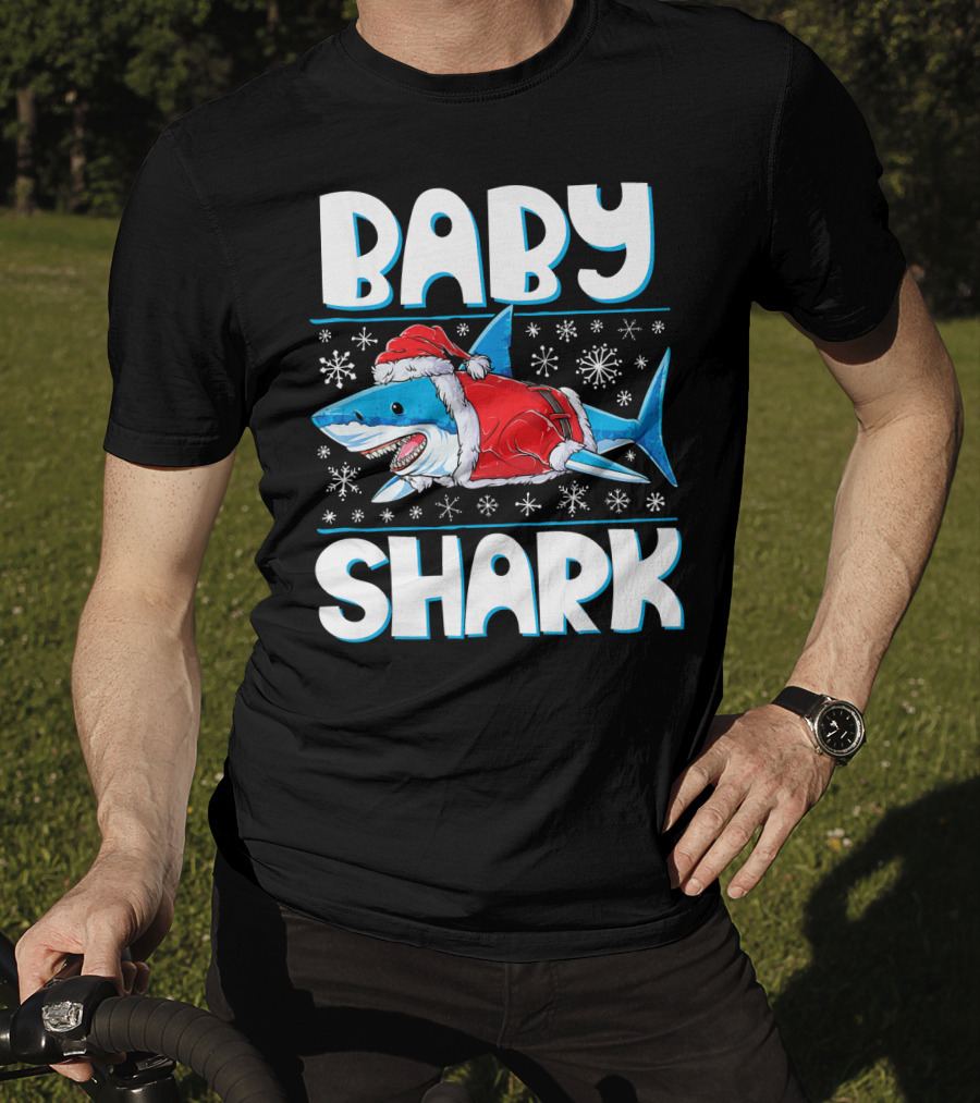 Baby Shark Santa Christmas Snowflakes T-Shirt