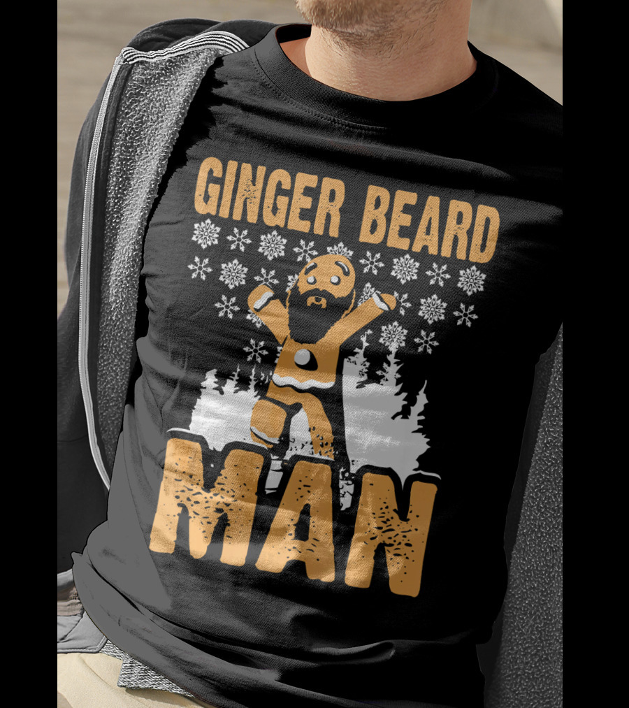 Ginger Beard Man Xmas Holiday Snowflakes Gingerbread T-Shirt