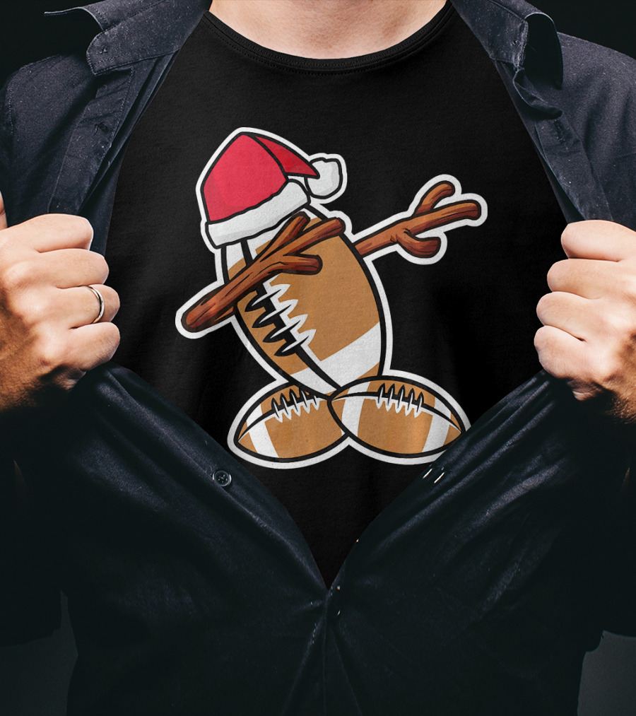 Dabbing Christmas Football Snowman T-Shirt