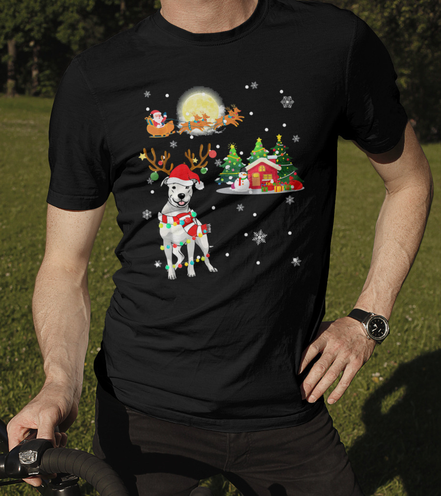 Santa's Sleigh And Festive Dogo Argentino Christmas Wonderland T-Shirt