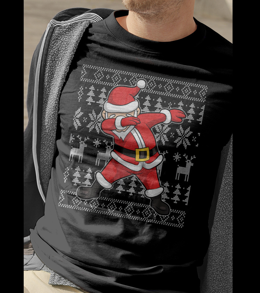Dabbing Santa Claus On Ugly Christmas T-Shirt