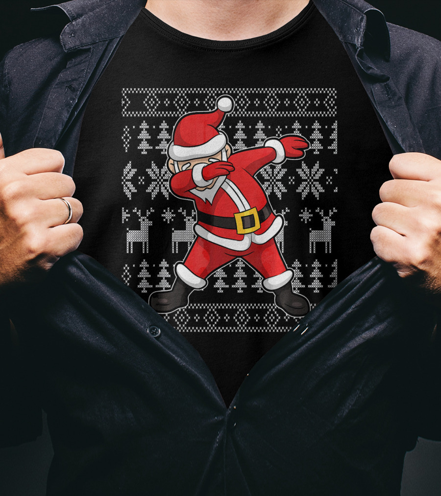 Dabbing Santa Claus On Ugly Christmas T-Shirt