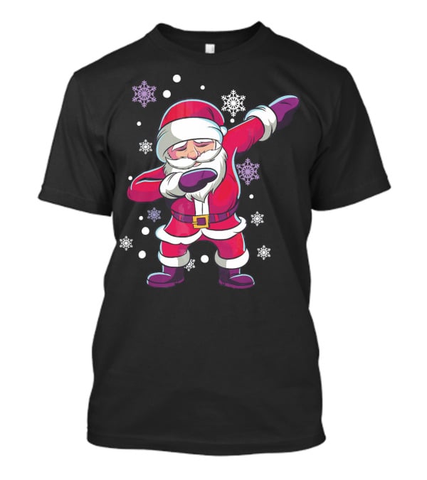 Dabbing Santa Claus With Snowflakes T-Shirt