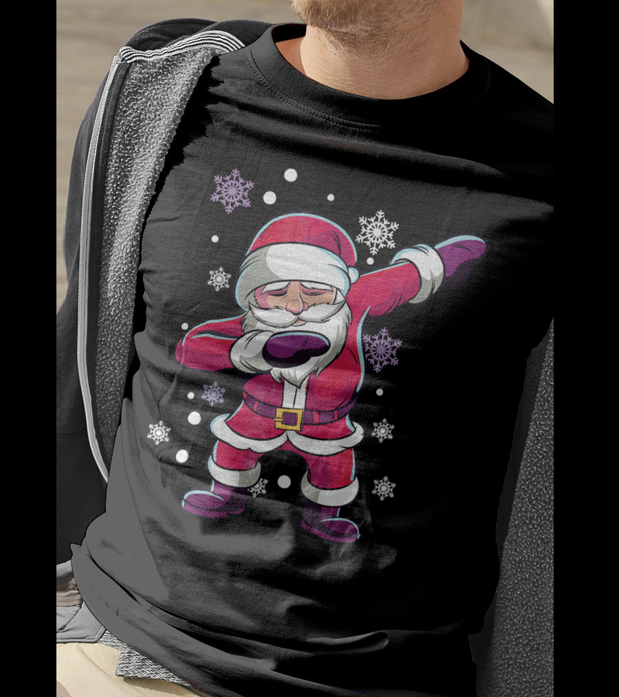Dabbing Santa Claus With Snowflakes T-Shirt