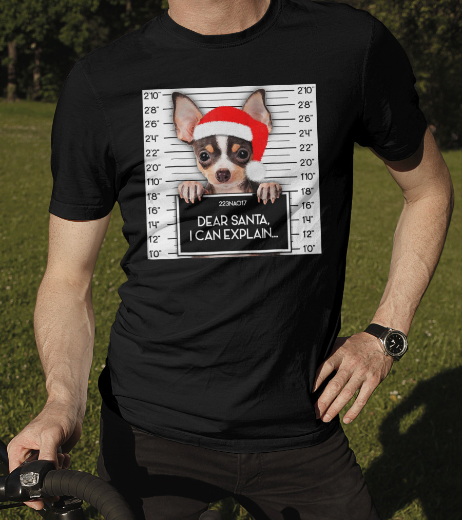 Dear Santa I Can Explain Chihuahua Xmas Santa Hat Lover T-Shirt