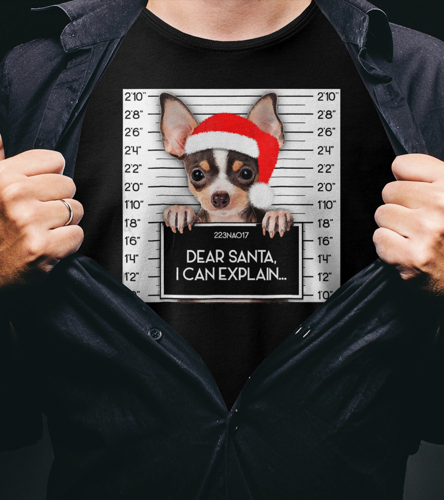 Dear Santa I Can Explain Chihuahua Xmas Santa Hat Lover T-Shirt