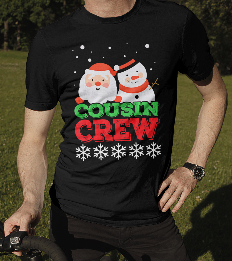 Cousin Crew Santa Snowman Christmas Party Snowflakes T-Shirt
