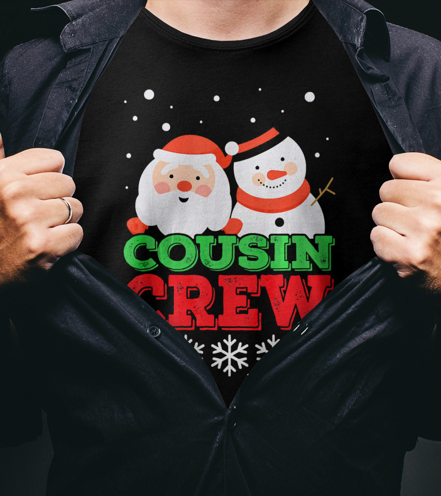 Cousin Crew Santa Snowman Christmas Party Snowflakes T-Shirt
