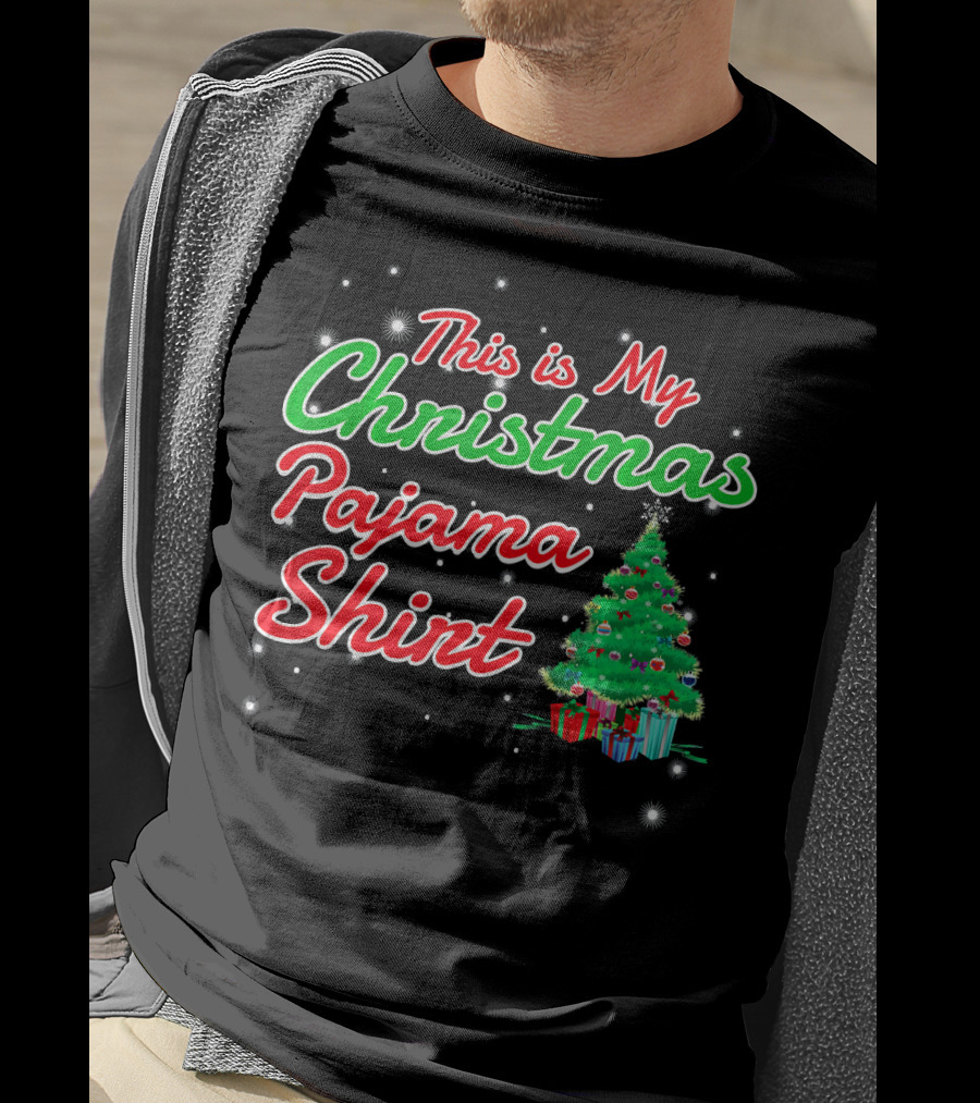 This Is My Christmas Pajama Shirt Holiday Tree Matching Family T-Shirt