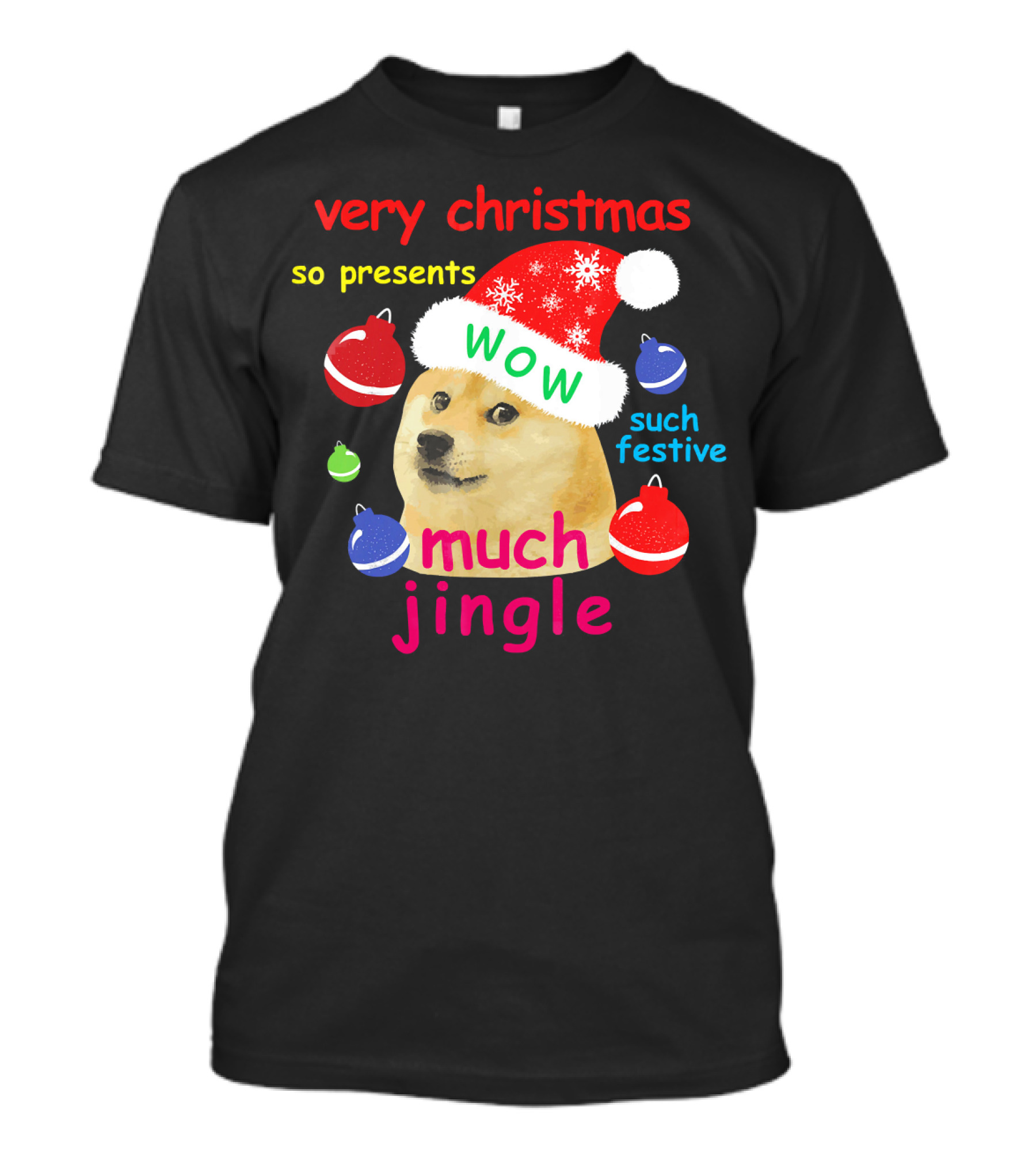 Very Christmas So Presents Wow Much Jingle Such Festive Doge Santa T-Shirt