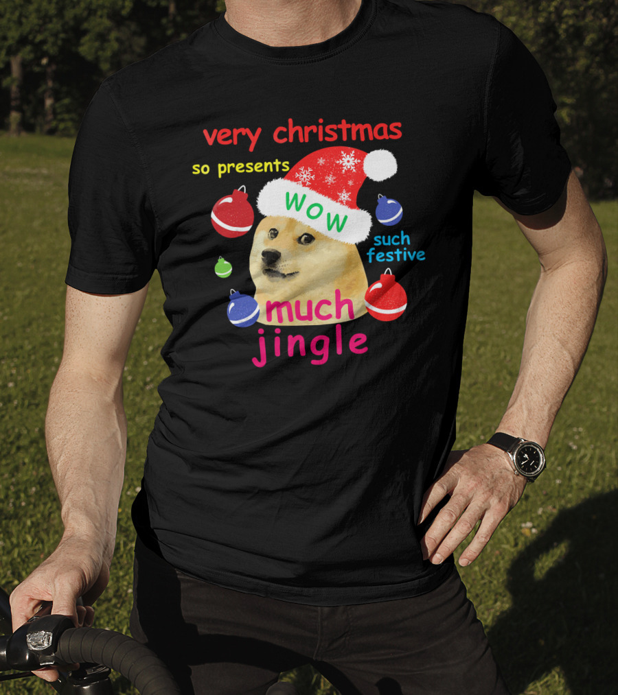 Very Christmas So Presents Wow Much Jingle Such Festive Doge Santa T-Shirt