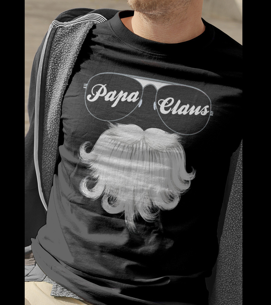 Papa Claus Funny Grandpa Dad Granda Sunglasses Beard T-Shirt