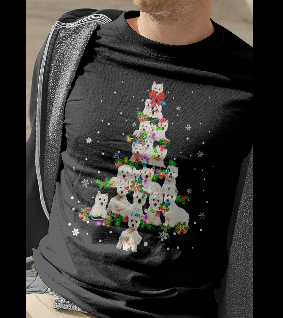Cute West Highland White Terrier Dogs Christmas Tree T-Shirt