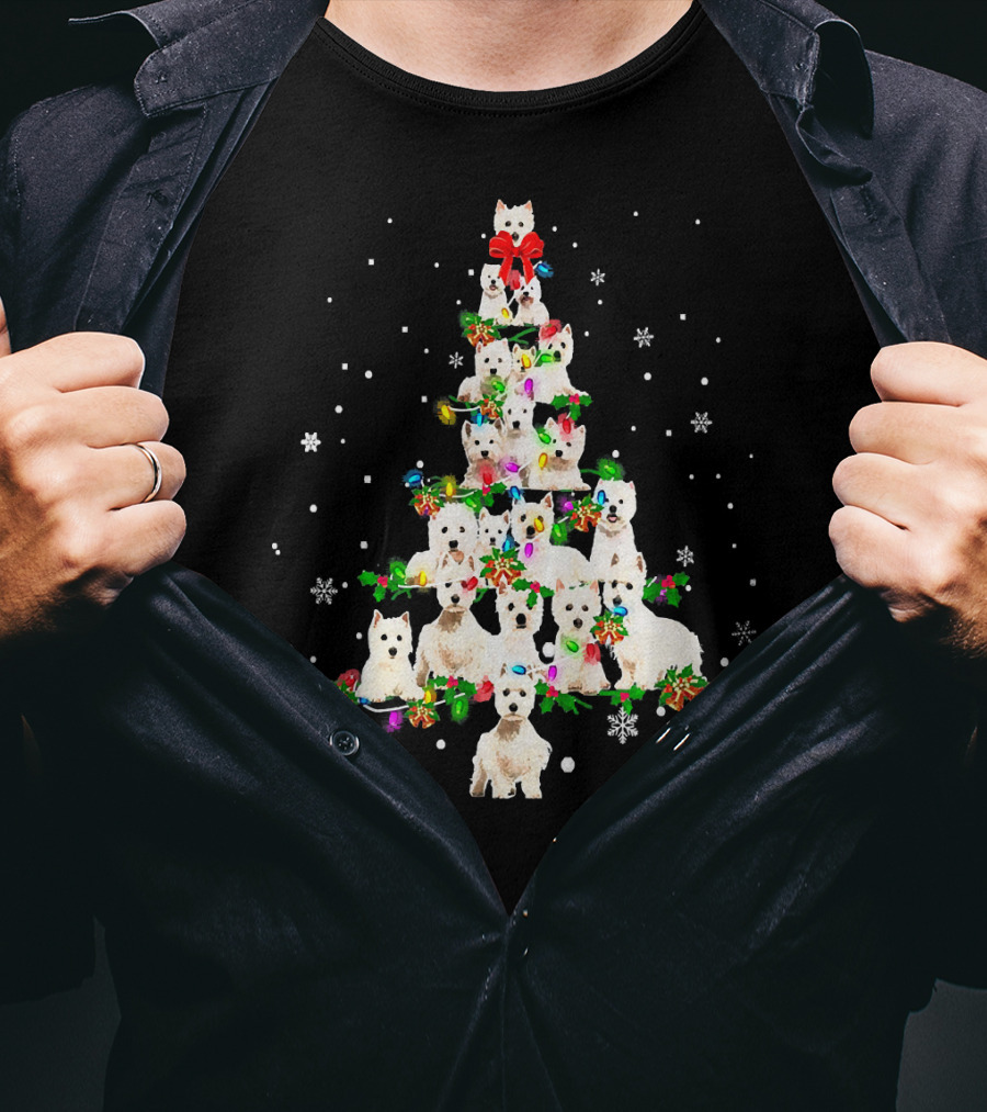 Cute West Highland White Terrier Dogs Christmas Tree T-Shirt
