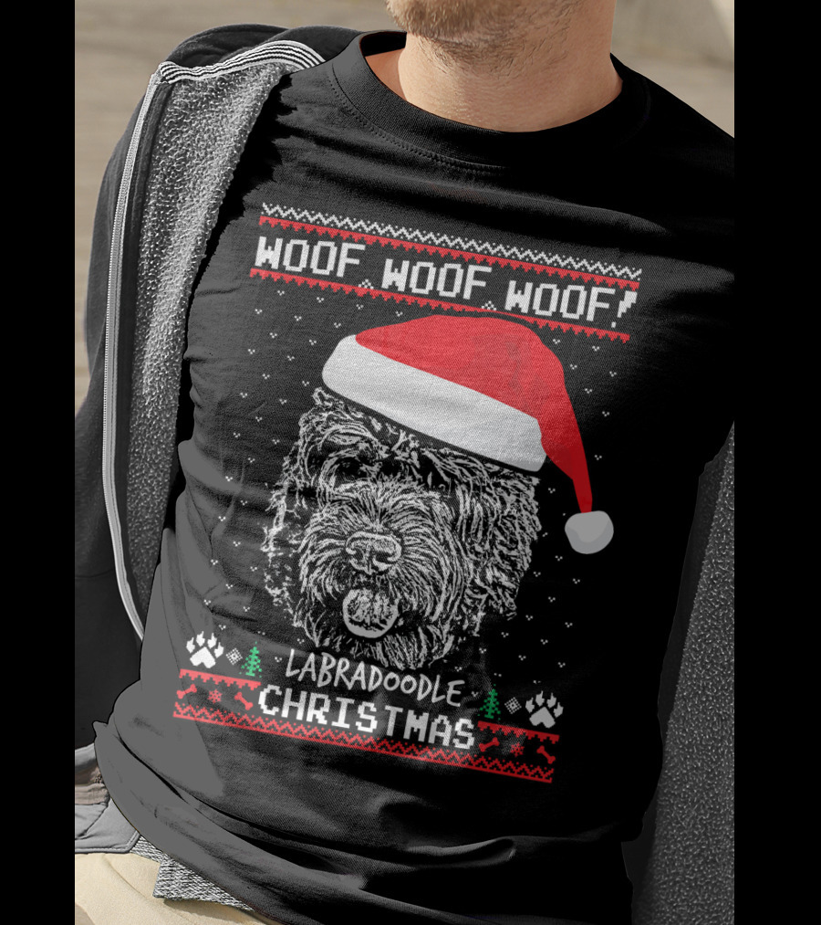 Woof Woof Woof Labradoodle Christmas T-Shirt