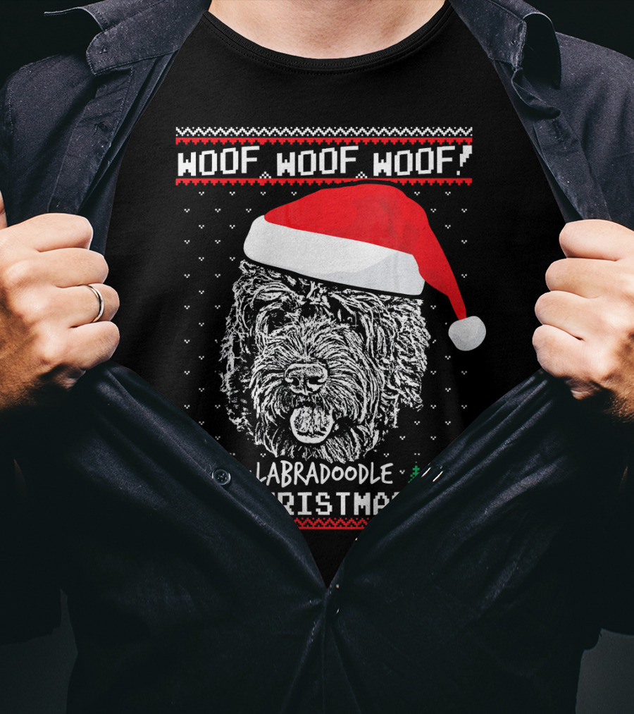 Woof Woof Woof Labradoodle Christmas T-Shirt
