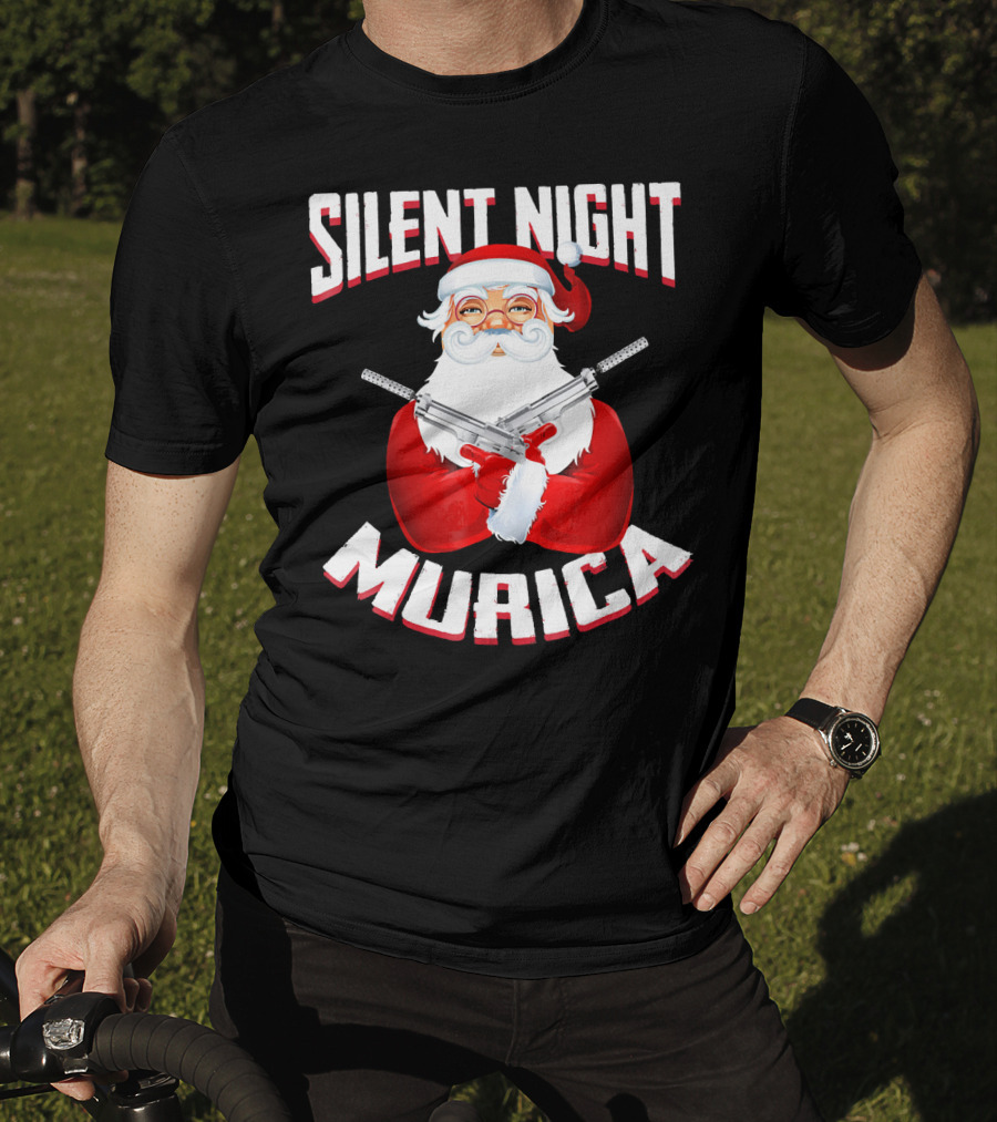 Silent Night Murica Santa With Guns T-Shirt