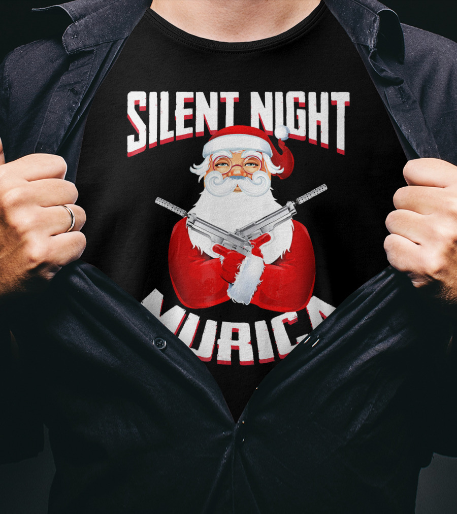 Silent Night Murica Santa With Guns T-Shirt