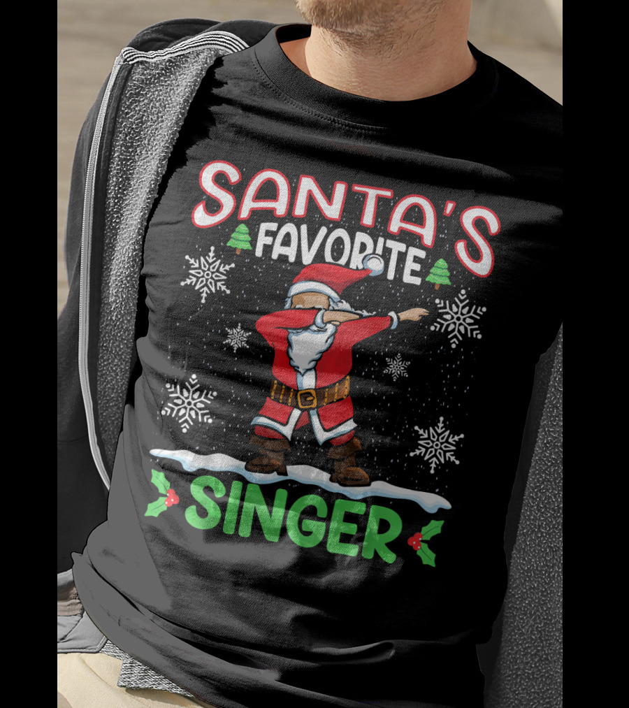 Santa's Favorite Singer Dab Christmas Snowflakes T-Shirt