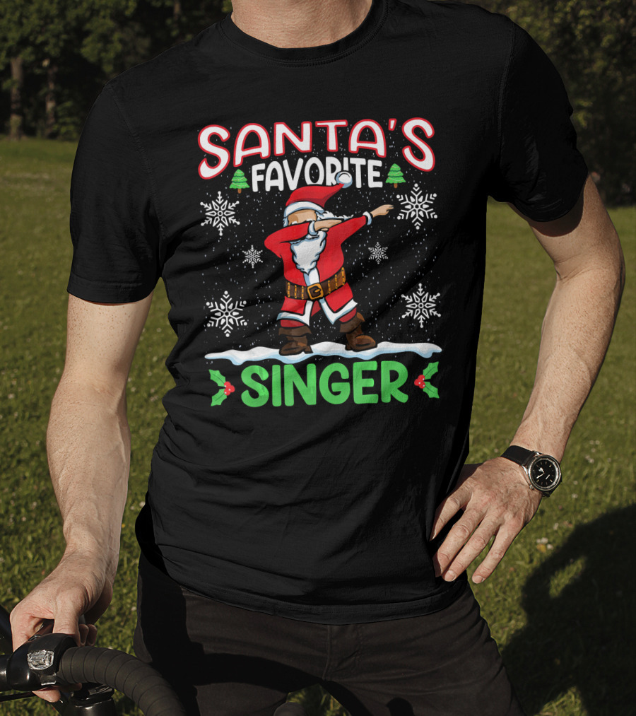 Santa's Favorite Singer Dab Christmas Snowflakes T-Shirt