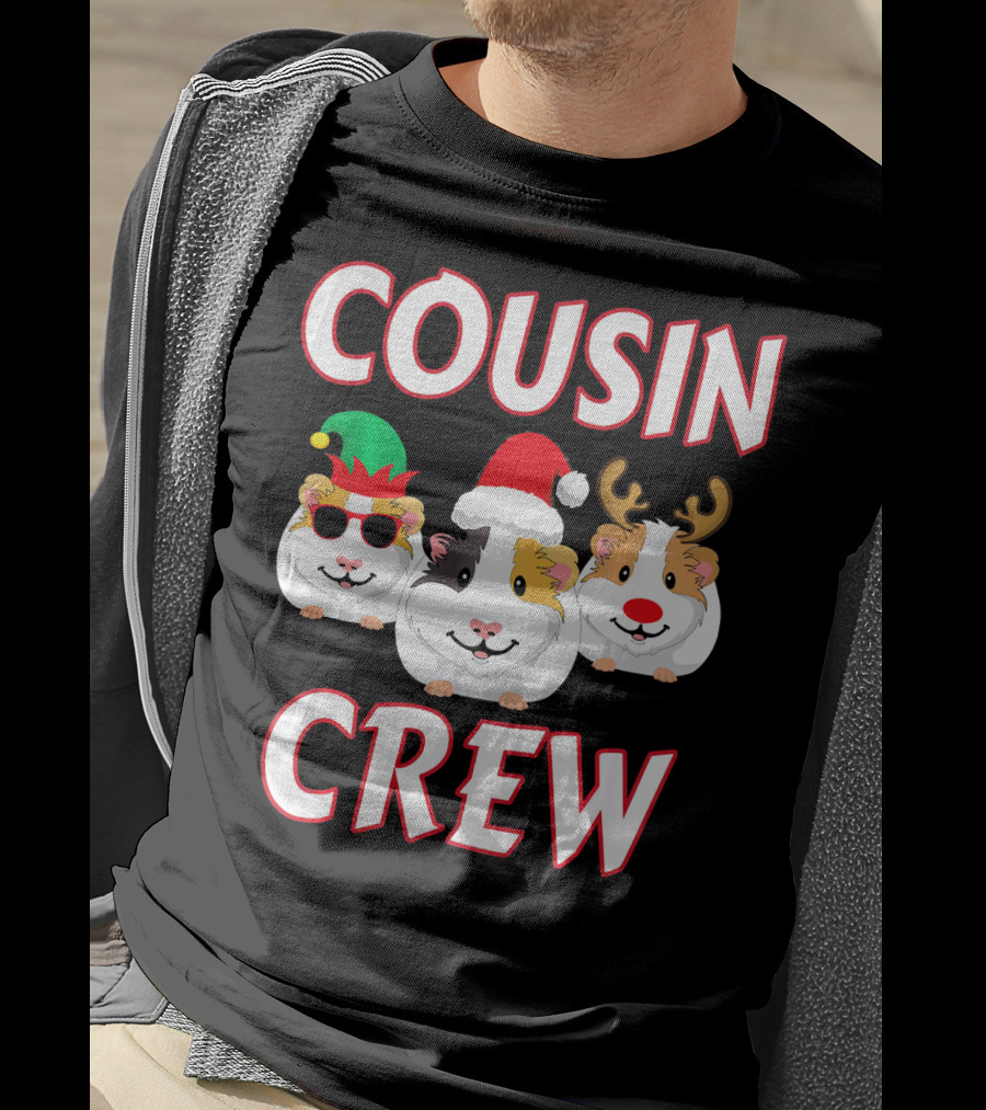 Cousin Crew Guinea Pig Christmas Holiday Reindeer Elves T-Shirt