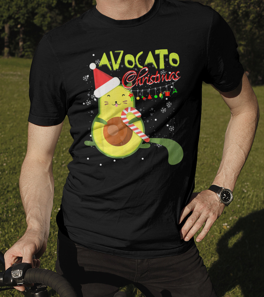 Avocato Christmas Funny Cute Cat Avocado Vegan T-Shirt