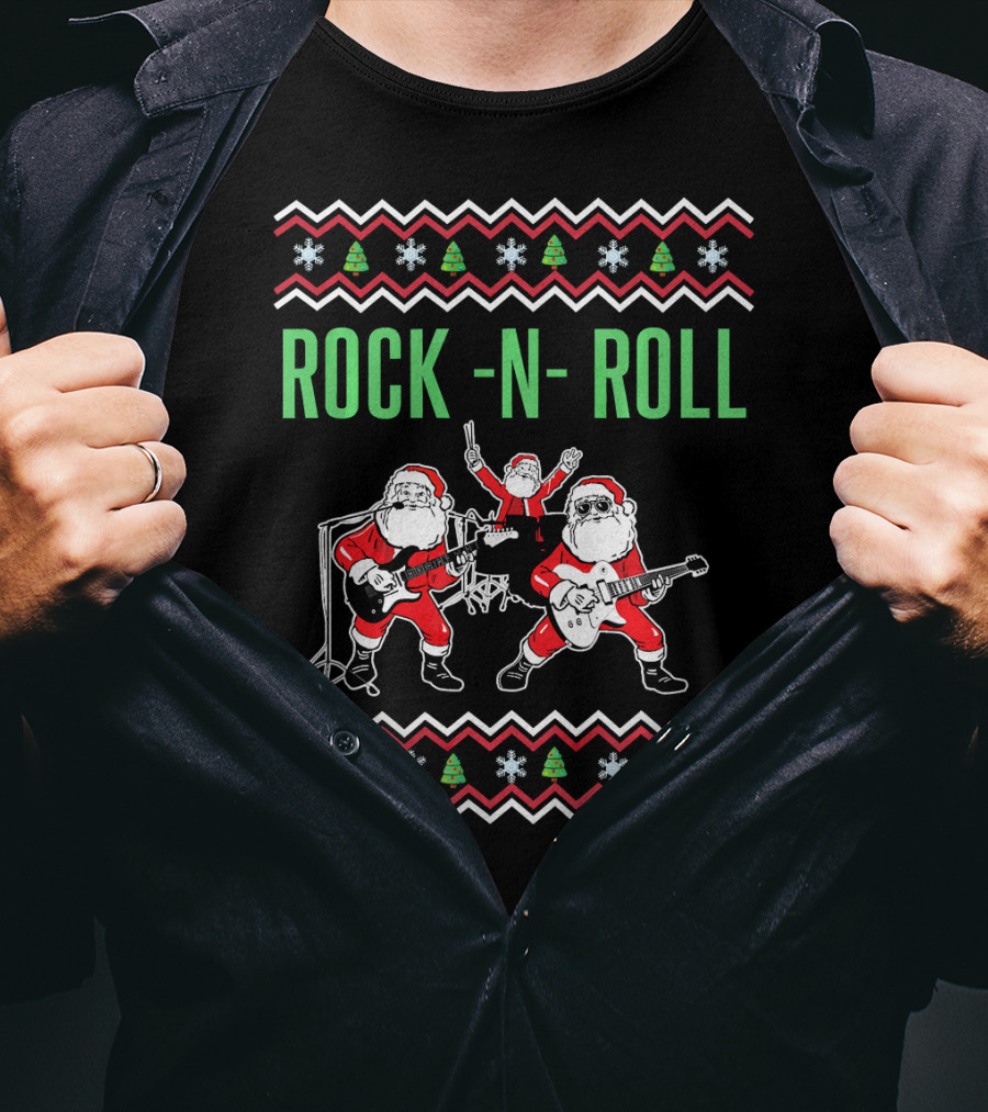Rock N Roll Christmas Santa Rocks Festive Band Αντίγραφo T-Shirt