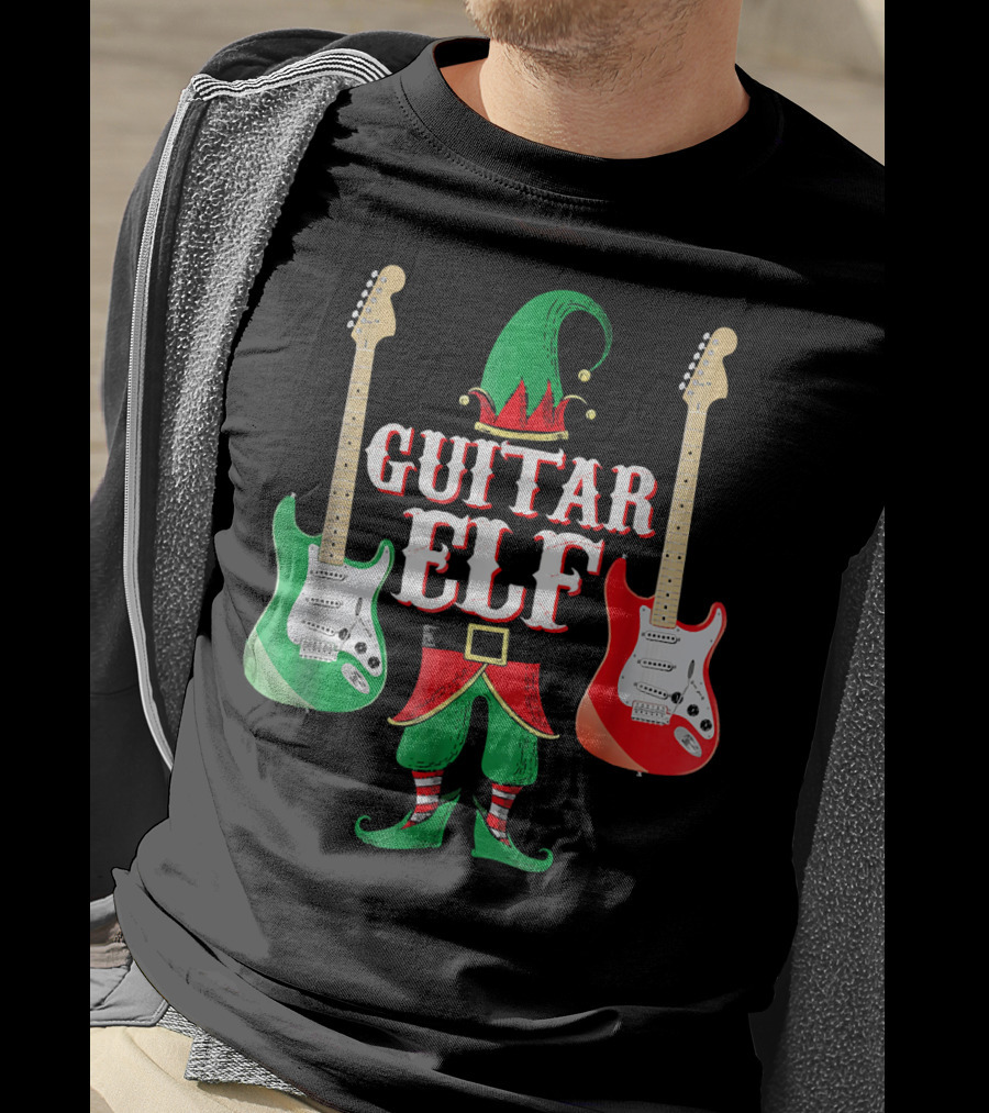 Guitar Elf With Red And Green Electric Guitars T-Shirt