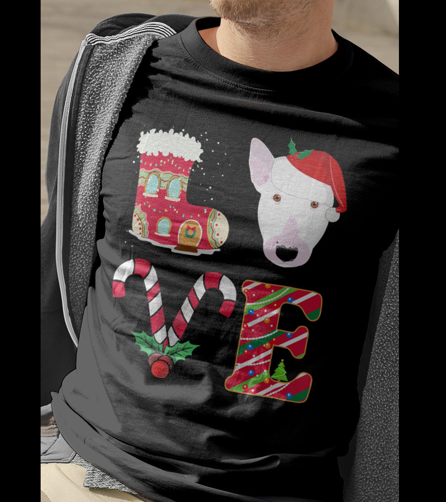 I Love My Bull Terrier Holiday Christmas T-Shirt