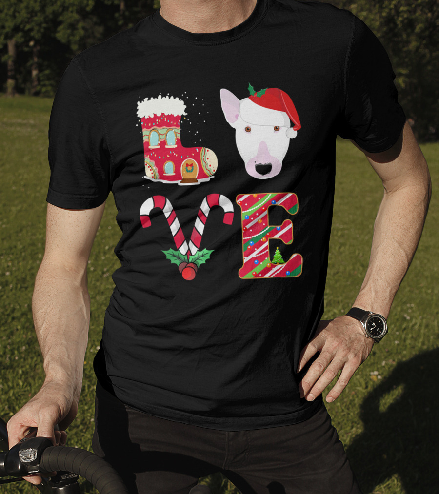I Love My Bull Terrier Holiday Christmas T-Shirt
