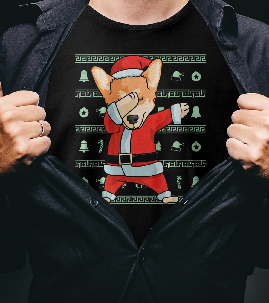 Corgi Santa Dabbing Christmas T-Shirt