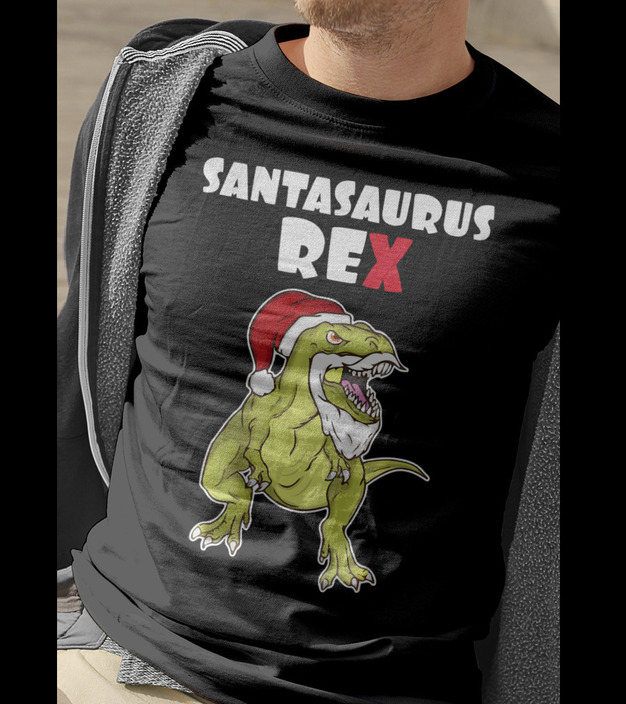 Santasaurus Rex Christmas Dinosaur Santa T-Shirt