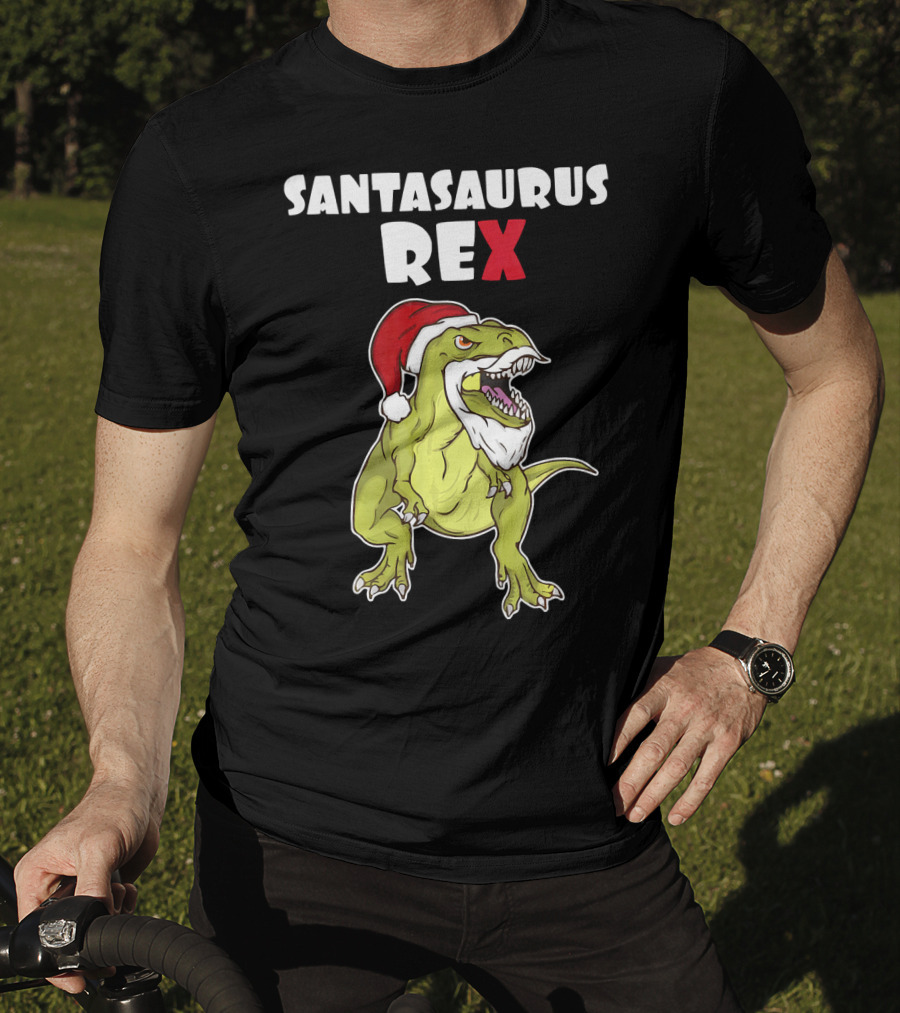 Santasaurus Rex Christmas Dinosaur Santa T-Shirt