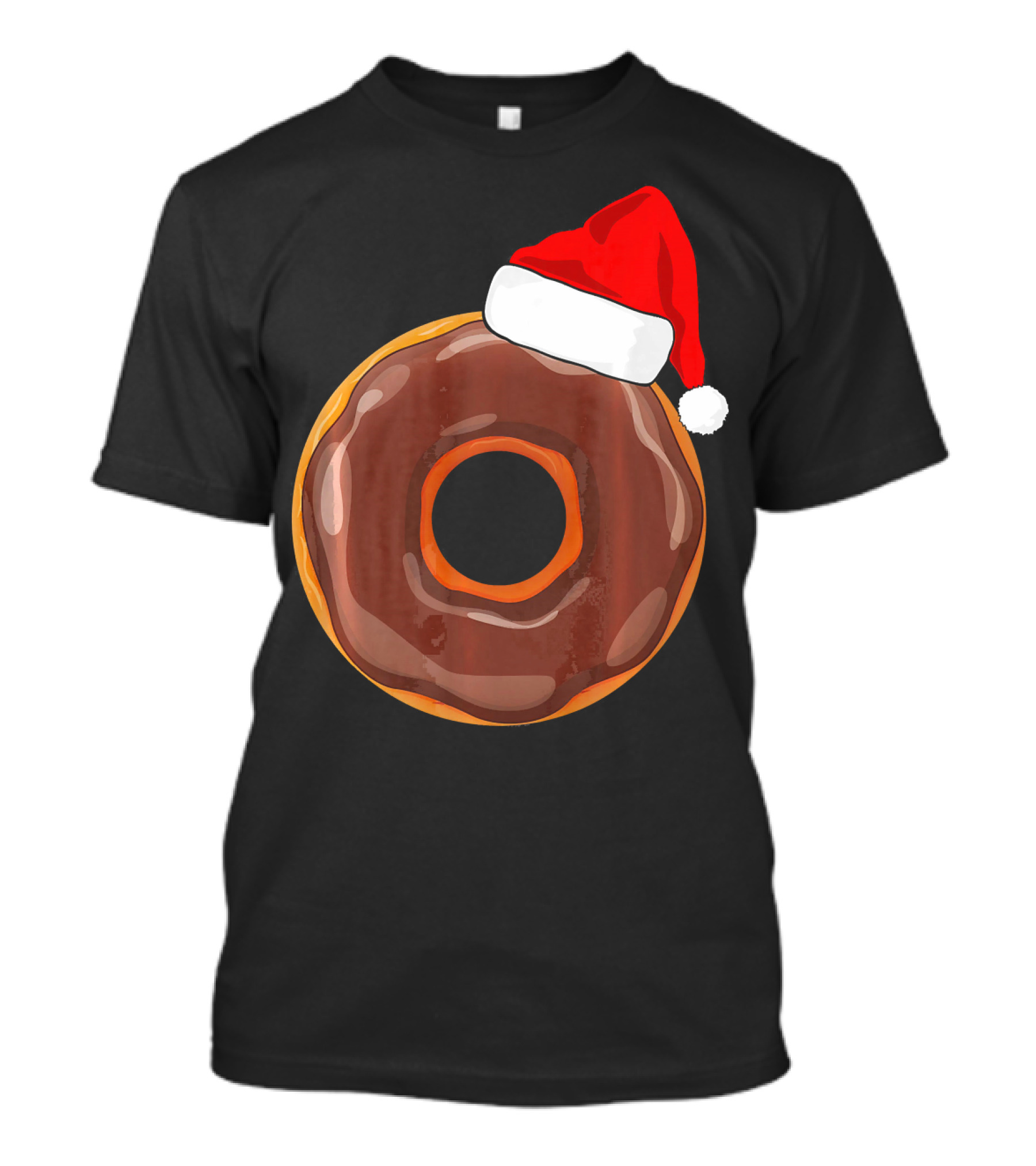 Chocolate Donut Santa Hat Matching Chris Christmas T-Shirt